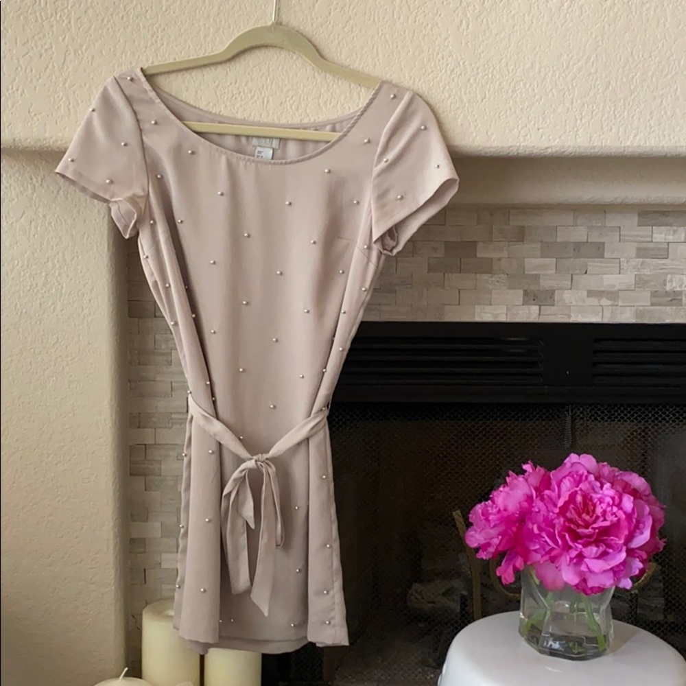 H & M grey beaded mini skirt / long top size US 2